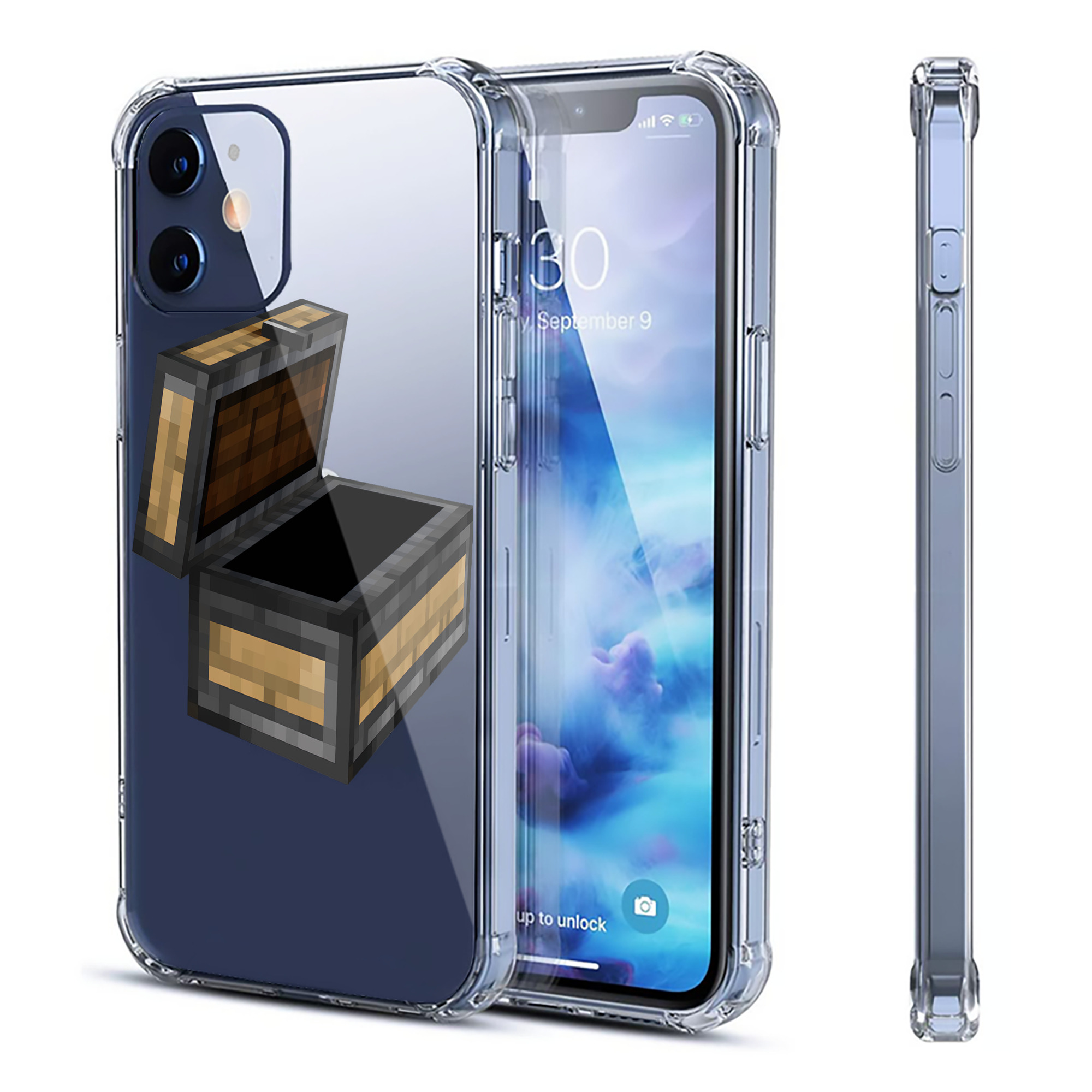 （画像用） マインクラフト ブロックの世界 Minecraft MC Block world 【iPhone 12シリーズ対応】透明スマホケース（クリアソフトケース）
